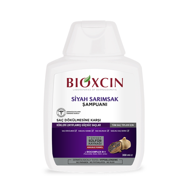 Bioxcin Schwarze Knoblauch Shampoo 300 ml (Shampoo gegen Haarausfall)