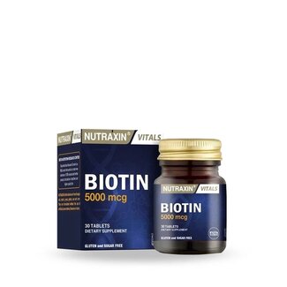 Nutraxin   Biotina 5000 mcg 30 comprimidos – Suplemento para cabello, piel y uñas