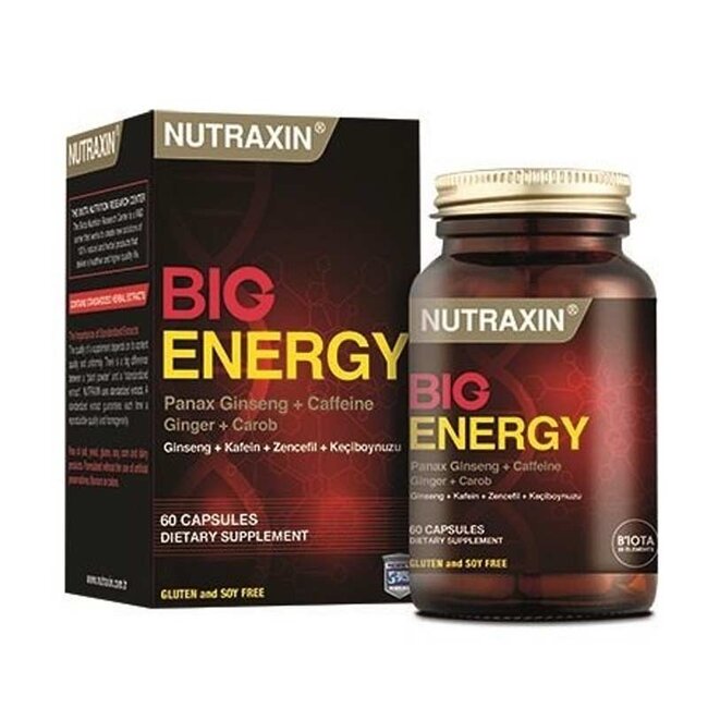 Nutraxin   Big Energy - Ginseng, Johannesbrood en Gember - 60 capsules