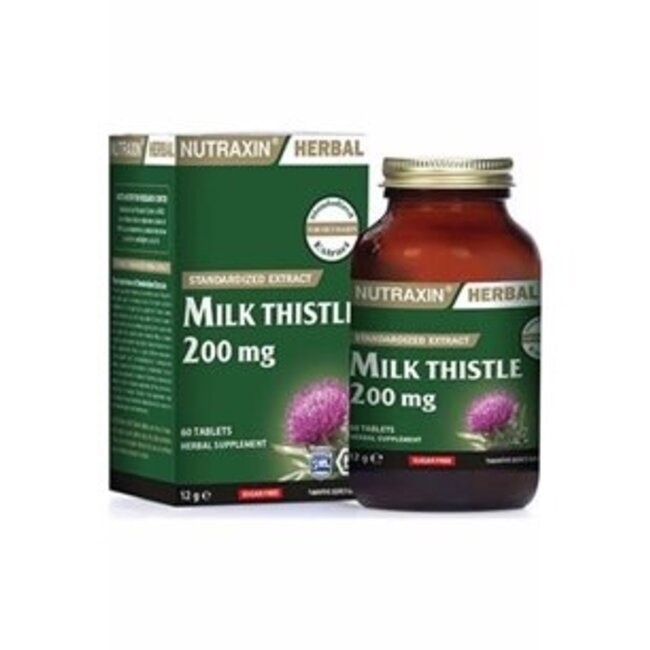 Nutraxin   Milk Thistle (Mariendistel) Extrakt 200mg - 60 Kapseln (Lebergesundheit)