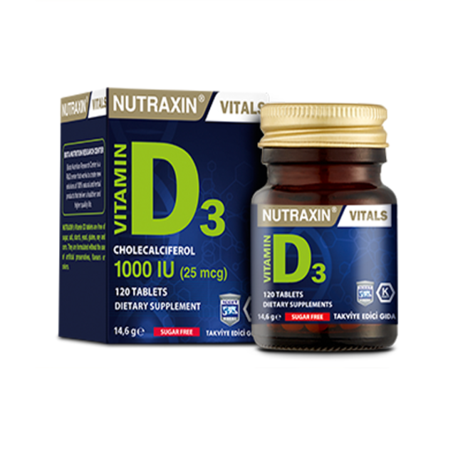 Nutraxin   Vitamin D3 1000IU 120 Stuks