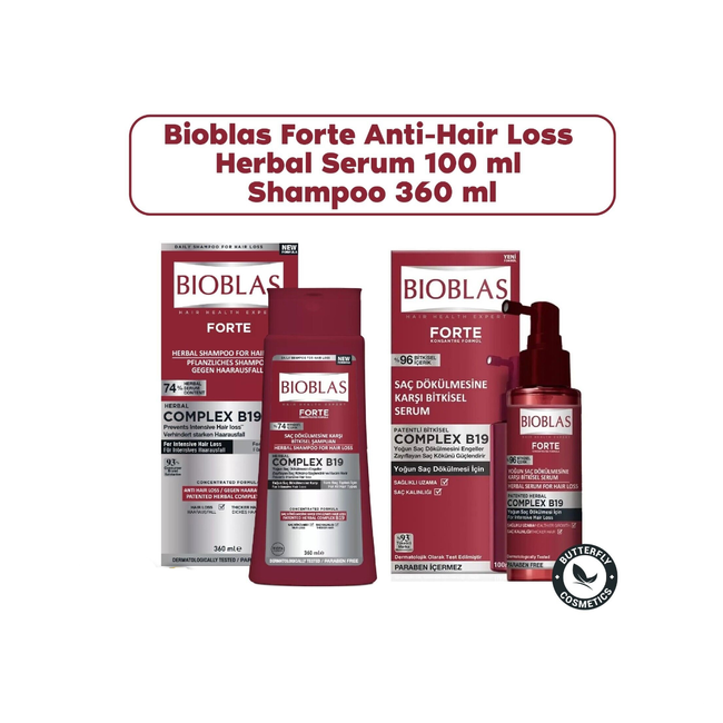 Bioblas  Forte Anti-Haaruitval Herbal Serum 100 ml &Forte  Shampoo 360 ml