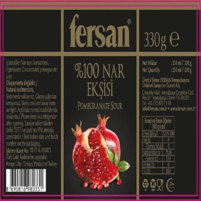 Fersan  Natuurlijke Granaatappelsaus 330g