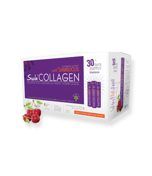 Suda   Suda Colágeno Sabor Saúco y Cereza 30 Shots x 40 ml | 5500 mg de Péptidos de Colágeno
