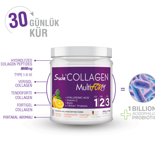Suda   Kollagen MultiForm Typ 123 Orangenaroma Pulver 360 g