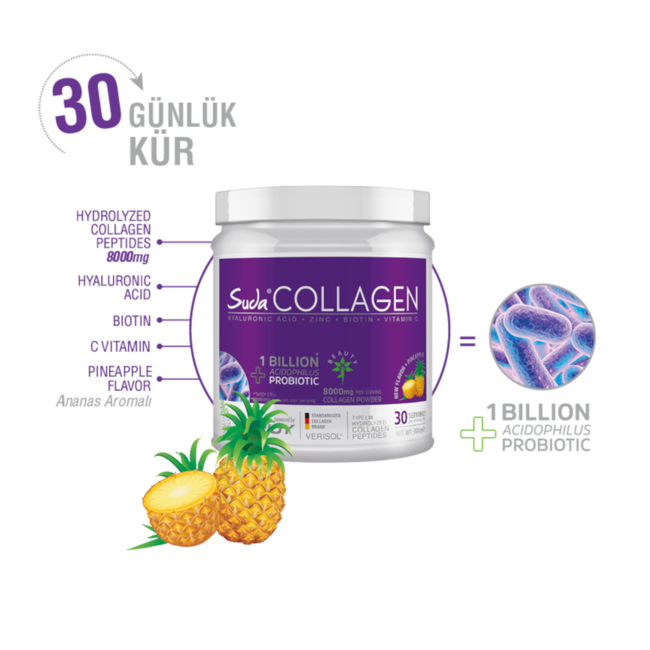 Suda   Collagen + Probiotic Pineapple Flavor Powder 300g
