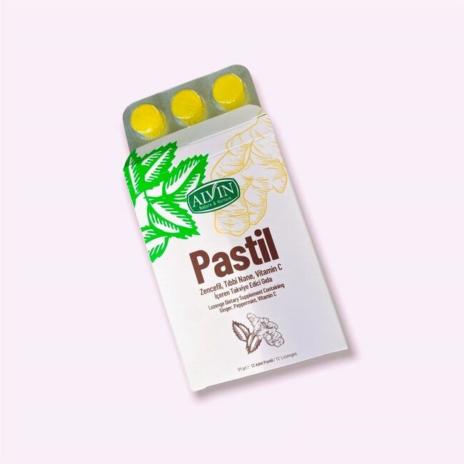 Alvin Alvin Pastilles Gember, Medicinale Munt, Vitamine C met citroensmaak 12 Stuks