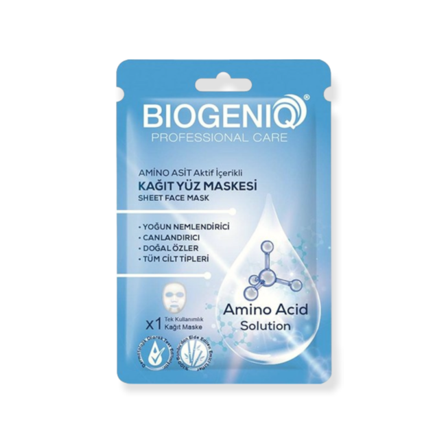 Biogeniq Amino Asit İçeren Tek Kullanımlık Kağıt Yüz Maskesi