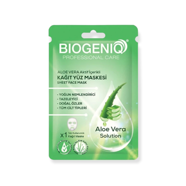 Biogeniq  Aloe Vera İçerikli Kağıt Yüz Maskesi 25g