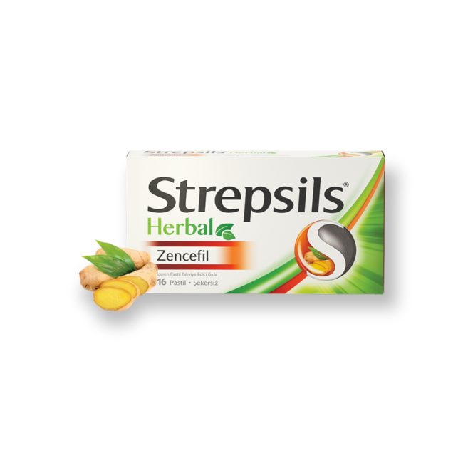 Strepsils Herbal Gember Keelruit 16 zuigtabletten