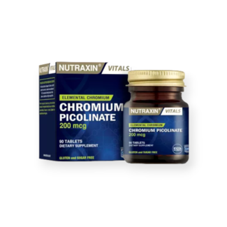 Nutraxin   Nutraxin Chromium Picolinate 200 mcg 90 Tabletas – Suplemento de Cromo para el Control del Azúcar en Sangre