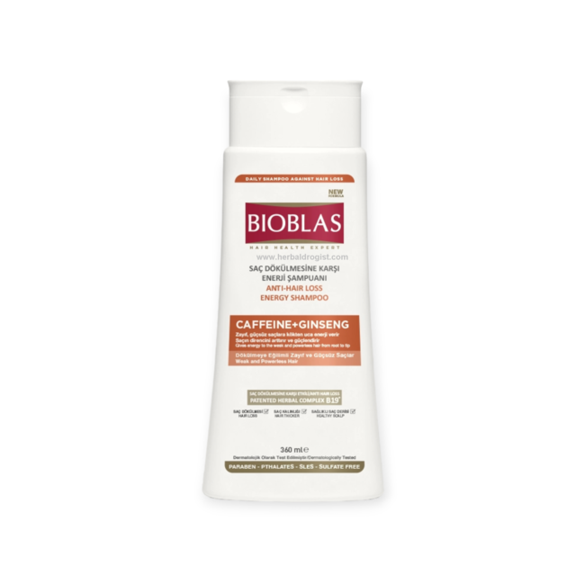 Bioblas Champú con Cafeína y Ginseng 360 ml – Energía para Cabello Débil y con Caída