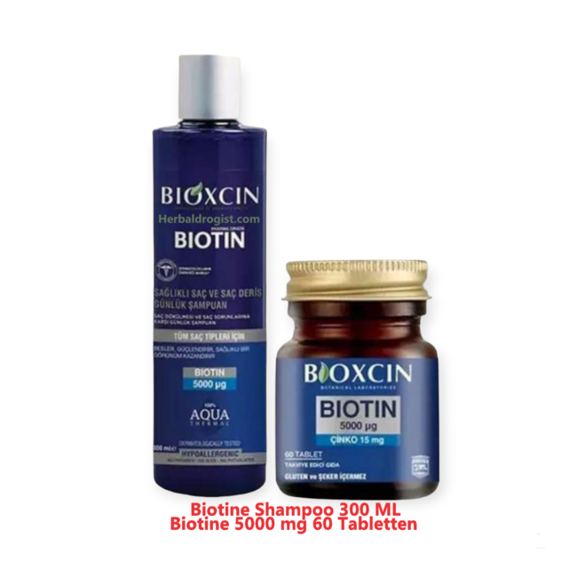 Bioxcin Biotine 5000 mg 60 Tabletten + Gratis Biotine Shampoo 300 ml