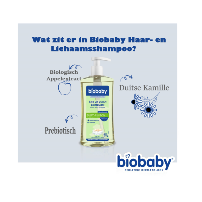 Biobaby Shampooing Ultra Sensible pour Cheveux et Corps 500ml