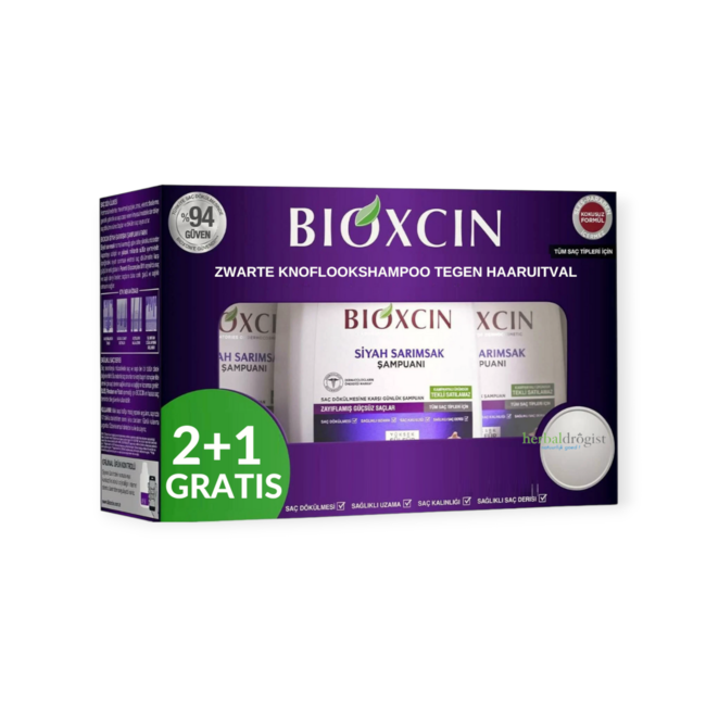 Bioxcin Zwarte Knoflook Shampoo 3x300 ml (3 halen, 2 betalen)