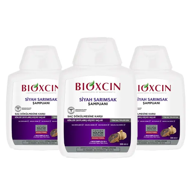 Bioxcin Shampooing à l’Ail Noir 3x300 ml (3 achetés, 2 payés)