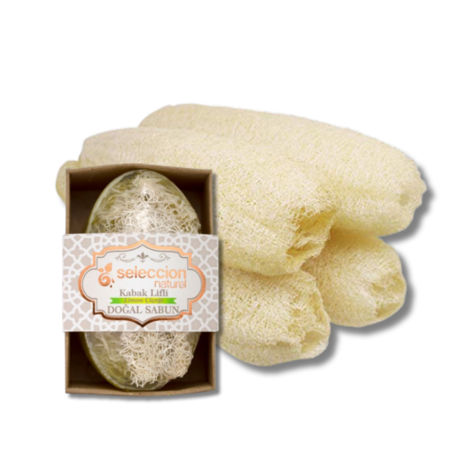 Seleccion Naturel Zitronenblütenseife mit natürlichen Luffa-Schwämmen 120g
