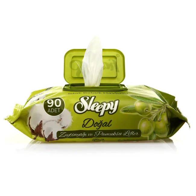 Sleepy Sleepy Natural Baby-Feuchttücher mit Olivenöl und Baumwolle, 80 Stück