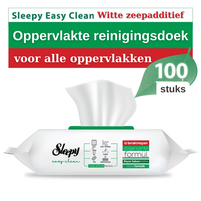 Sleepy Easy Clean White Soap Added Surface Cleaning Cloth 100 Pieces