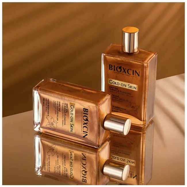 Bioxcin Gold On Skin Kuru Yağ 100 ml – Altın Bronz Işıltı, Derin Nem ve Egzotik Parfüm Etkisi