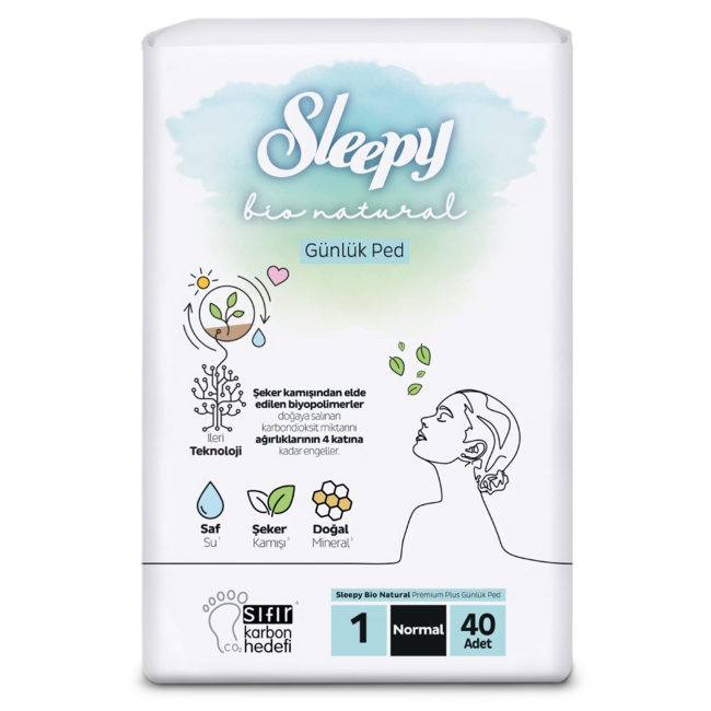 Sleepy Bio Natural Premium Plus Günlük Ped Normal 40 Adet Ped