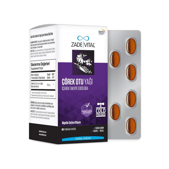 Zade Vital Zwarte Komijnzaadolie/ Black Seed Oil 60 Softgel Capsules 