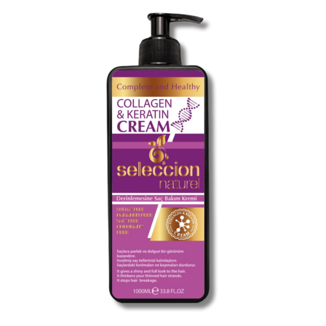 Seleccion Naturel Kollagen & Keratin Shampoo  1000ml + Conditioner 1000ml + Flüssig-Conditioner  200ml + Haarkur 250ml