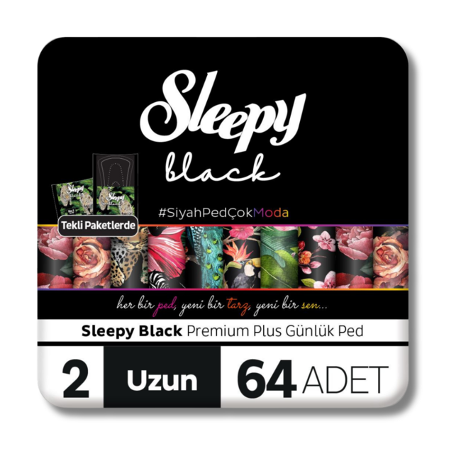Sleepy Black Premium Plus Hijyenik Ped Uzun 64 Adet Ped
