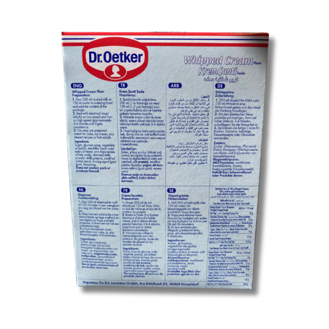 Dr Oetker Krem Şanti 150g (Su veya Sütlü)