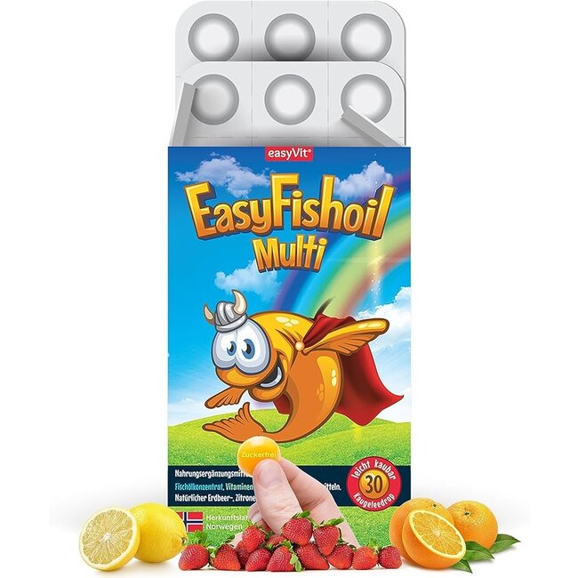 EasyVit-EasyFishOil EasyFishoil Multivitamines - Multi Omega 3 - 30 Comprimés à mâcher