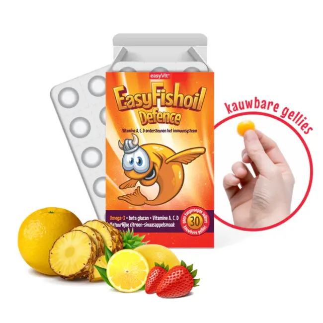 EasyVit EasyFishoil Beta Glucan 30 Comprimés à Croquer (Saveur Multi-Fruits)