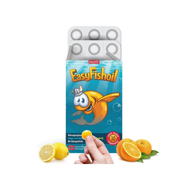 EasyVit-EasyFishOil FishOil Omega 3 ve Vitamin D - 30 chewable tablets (fresh fruity taste)