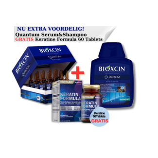 Bioxcin Quantum Bio-Activ Serum (15 x 6 ml) & Shampoo (300 ml) + Nutraxin Keratine Formule (60 capsules)