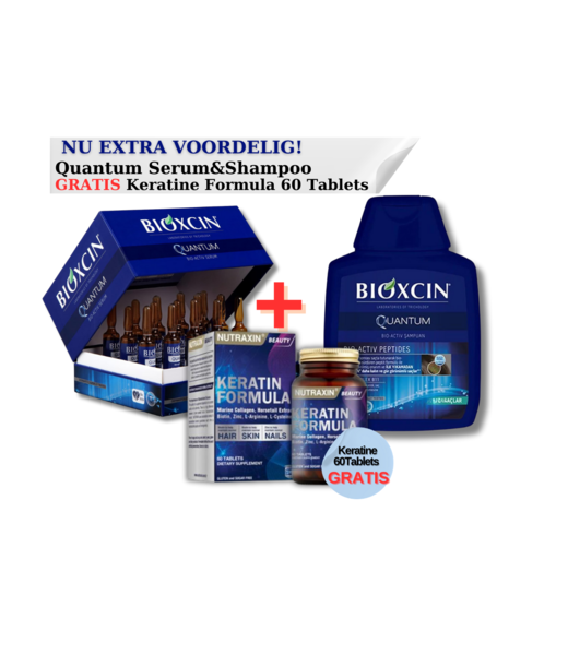 Bioxcin Quantum Bio-Activ  Serum  (15 x 6 ml) &Shampoo(300ml) + Nutraxin Keratin Formülü (60 kapsül)