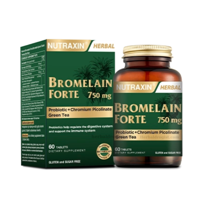 Nutraxin   Bromelaïne Forte 750mg 60 tabletten (dieet-algemene gezondheid)