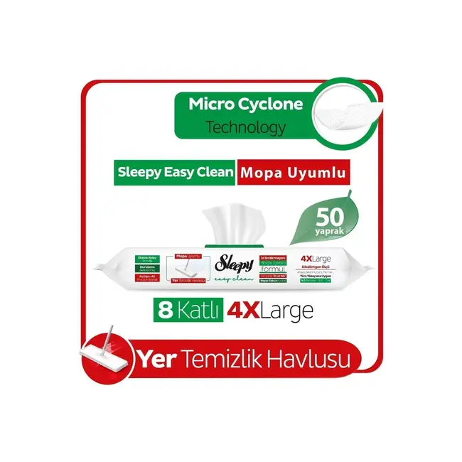 Sleepy Easy Clean White Soap Added Mop Compatible Floor Cleaning Towel 50 Sheets