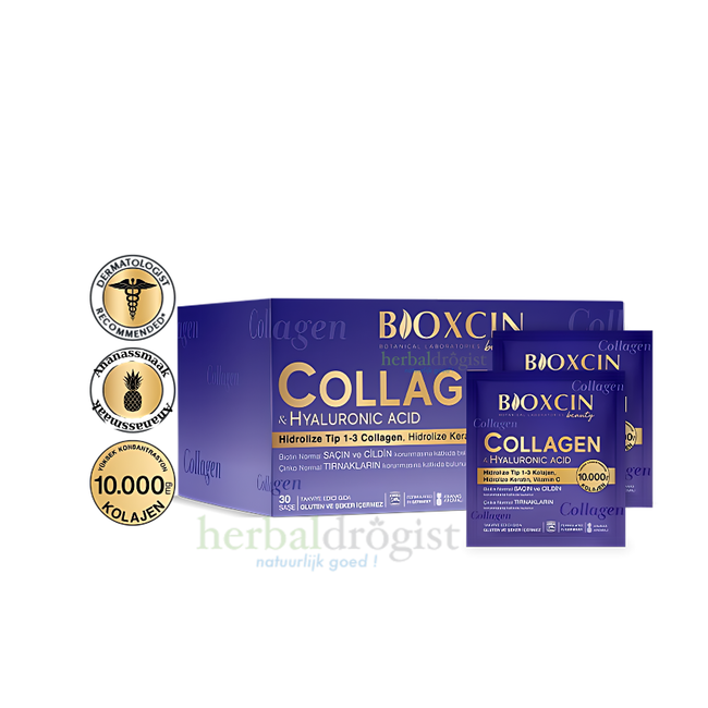 Bioxcin Beauty Collagen Pulver, 30 Beutel – 10.000 mg hydrolysiertes Kollagen Typ I und III pro Beutel, Ananasgeschmack
