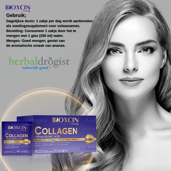 Bioxcin Beauty Collagen Powder, 30 Sachets – 10,000 mg Hydrolysed Type I & III Collagen per Sachet, Pineapple Flavour
