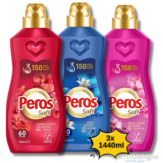Peros Soft Weichspüler Serie: 3 x 1440ml - Verschiedene Düfte, speziell für Sie!