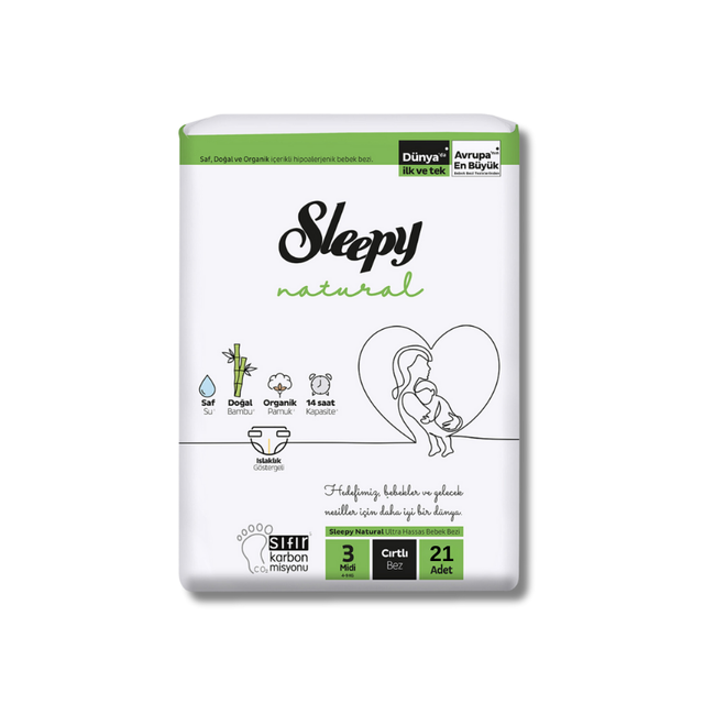 Sleepy Natural Ultra Sensitive Babyluiers Maat 3 Midi (4-9 kg)  - 21 stuks