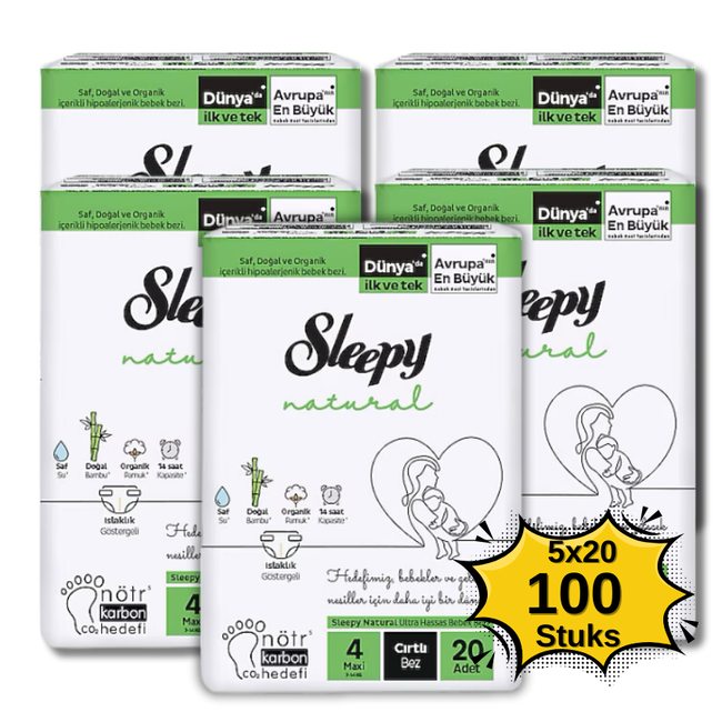 Sleepy Natural Ultra Sensitive Babyluiers Maat 4 Maxi (7-14 kg) 20 stuks
