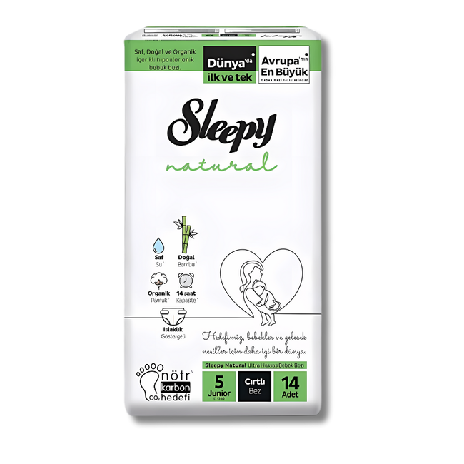 Sleepy Natürliche Ultra Sensitive Windeln Größe 5 Junior (11-18 kg) - 14 Stück