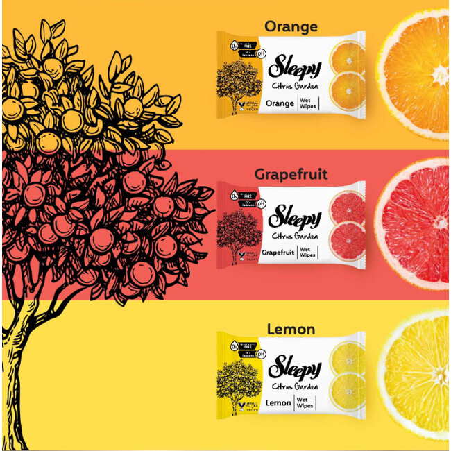 Citrus Garden Wet Wipes 3x15 (45 Sheets) – Orange, Lemon and Grapefruit Scented