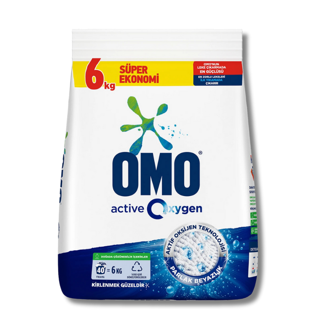 OMO Détergent en Poudre à l'Oxygène Actif pour Linge Blanc - 6 KG