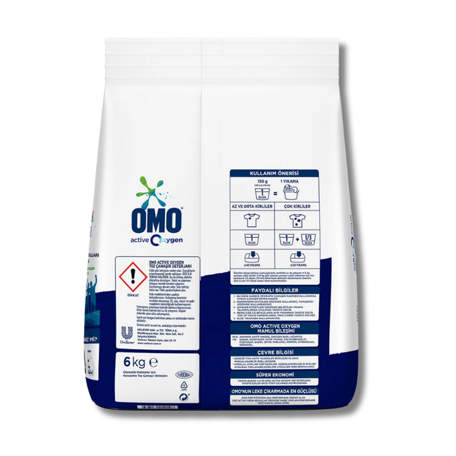 OMO Aktiver Sauerstoff Pulverwaschmittel für Weiße Wäsche - 6 KG