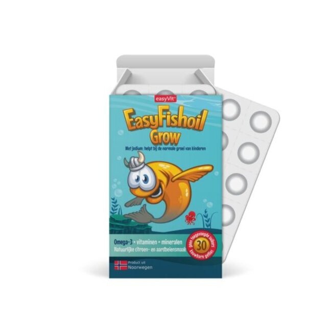 EasyVit-EasyFishOil EasyFishoil Grow Kind Omega-3 & Vitamine D3 – Groei & Ontwikkeling – 30 Kauwgellies