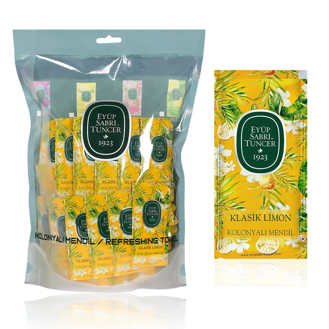 Eyup  Sabri Tuncer Lingettes à l'Eau de Cologne Citron Classique 150 pièces (Petite taille)