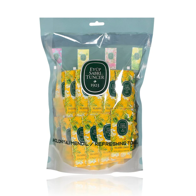 Eyup  Sabri Tuncer Lingettes à l'Eau de Cologne Citron Classique 150 pièces (Petite taille)