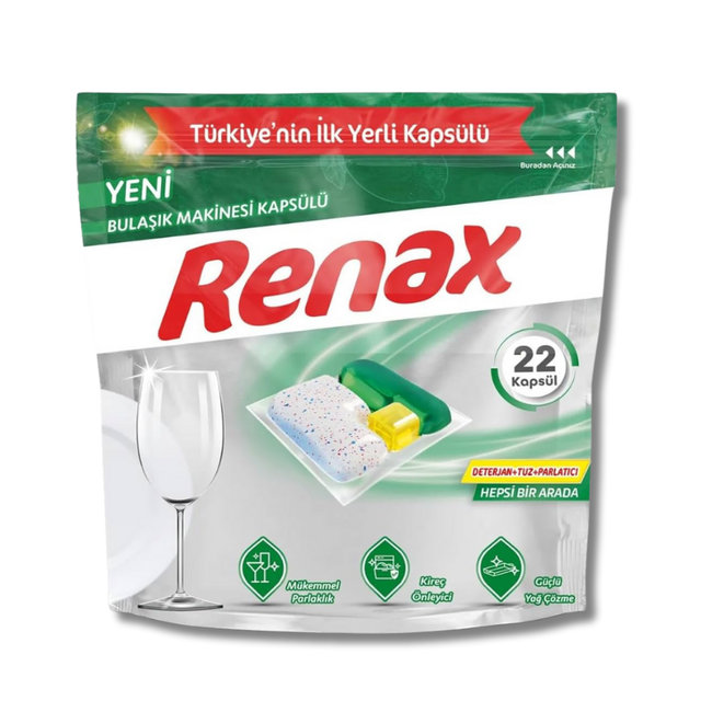 Renax Bulaşık Makinesi İçin Hepsi Bir Arada Kapsül (22 Adet)