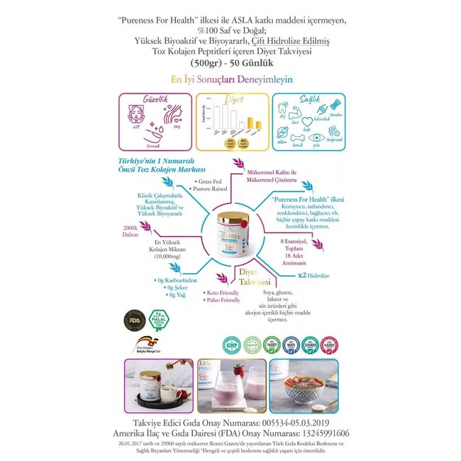 Kiperin Poudre de Collagène Complément Alimentaire avec des Peptides de Collagène | 500 g